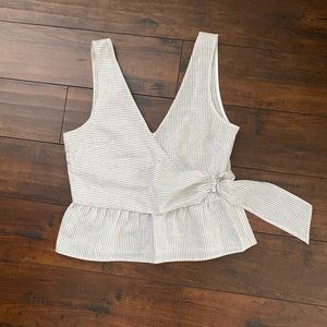 Navy blue and white stripped top